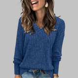 Margarida Lisboa™ - Camisola Confortável com Decote em V e Manga Comprida