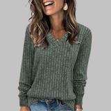 Margarida Lisboa™ - Camisola Confortável com Decote em V e Manga Comprida
