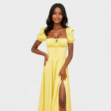 Helena - Vestido Verão com Decote Quadrado