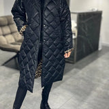 Margarida Lisboa™ - Casaco Acolchoado Reversível de Comprimento Médio com Forro Leopardo