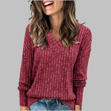 Margarida Lisboa™ - Camisola Confortável com Decote em V e Manga Comprida