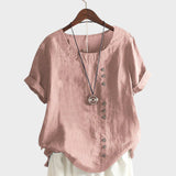 Mia - Blusa de manga curta com decote redondo