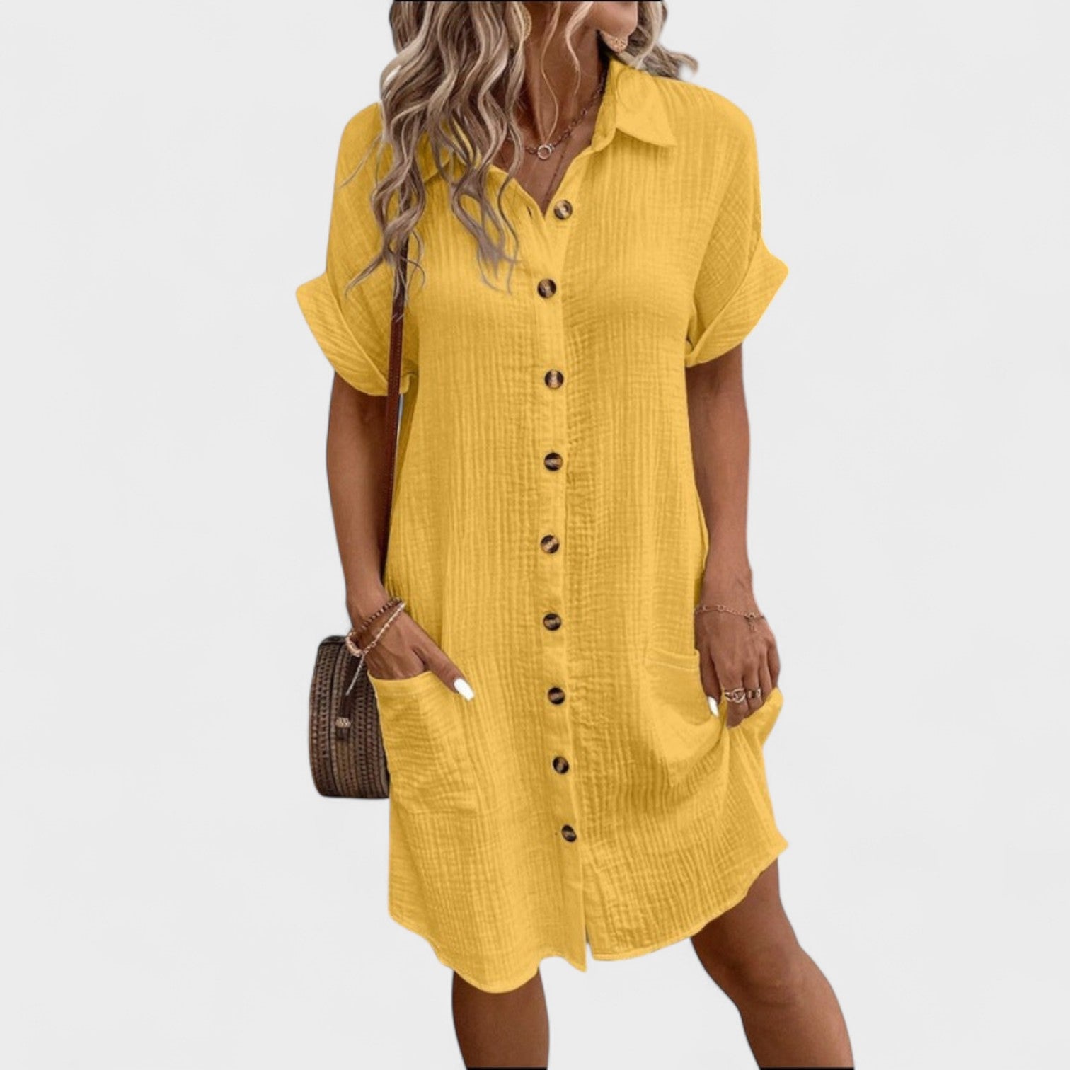 Catarina - Vestido Fluido de Mangas Curtas