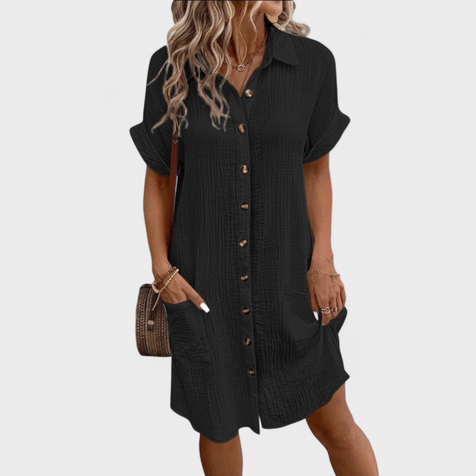 Catarina - Vestido Fluido de Mangas Curtas