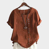 Mia - Blusa de manga curta com decote redondo