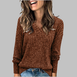 Margarida Lisboa™ - Camisola Confortável com Decote em V e Manga Comprida
