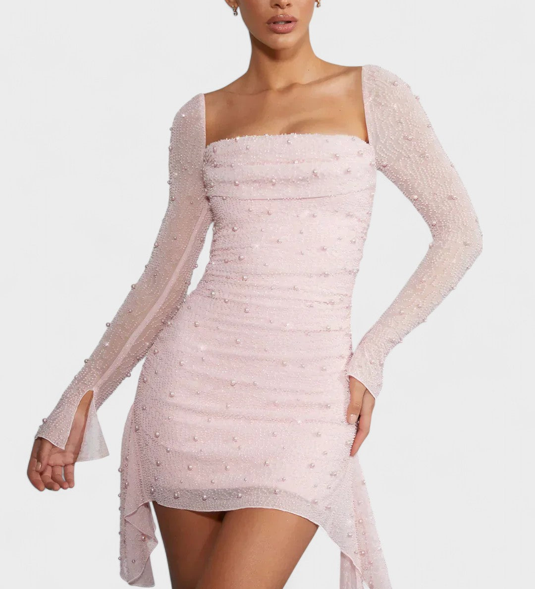 Sónia - Vestido Mini com Brilho e Decote