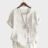 Mia - Blusa de manga curta com decote redondo