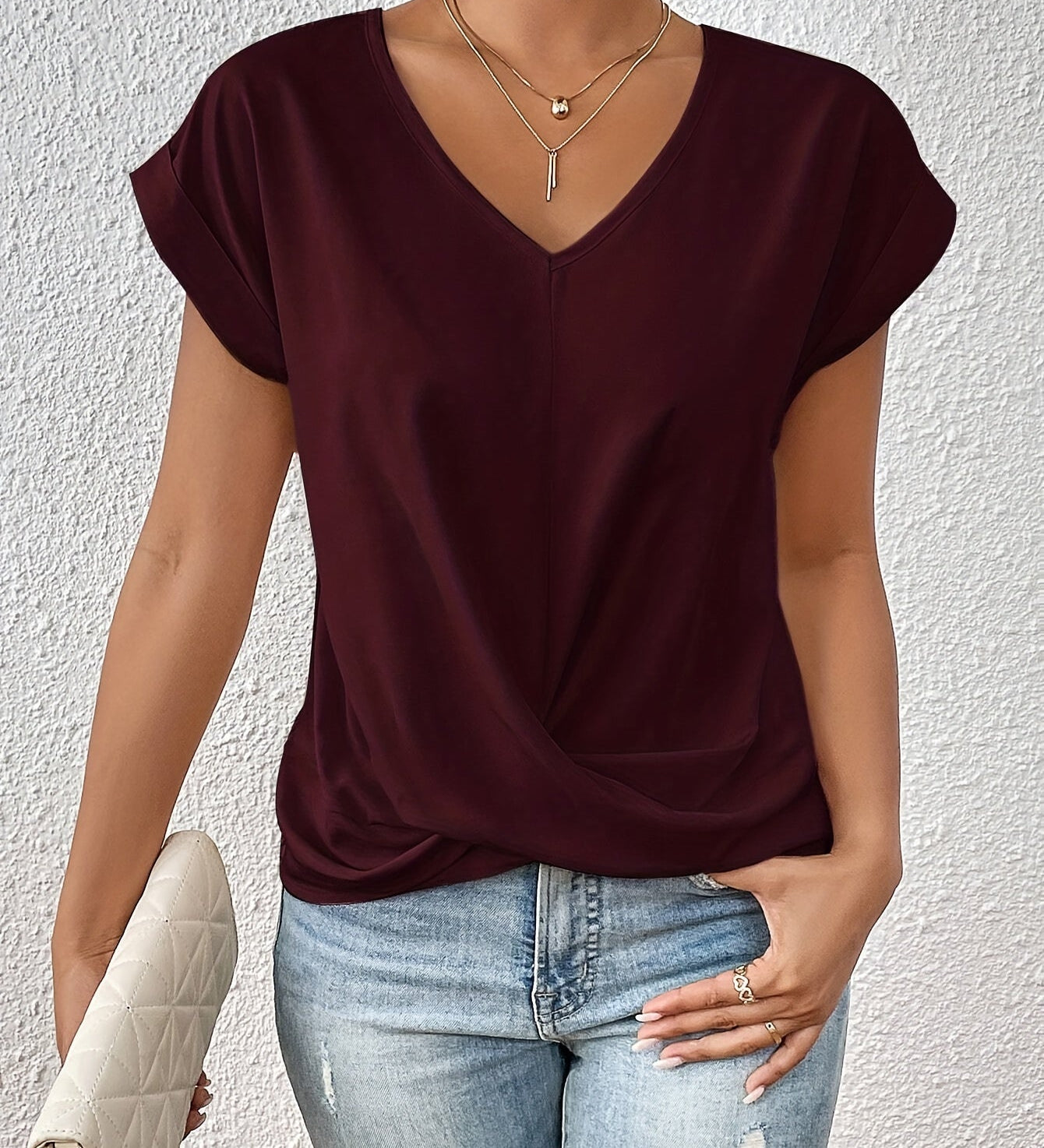 Edna - T-shirt casual com decote em forma de coração