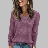 Margarida Lisboa™ - Camisola Confortável com Decote em V e Manga Comprida