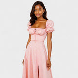 Helena - Vestido Verão com Decote Quadrado