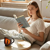 Caneca 3D Artesanal para o Halloween – Design com Bruxa e Gato