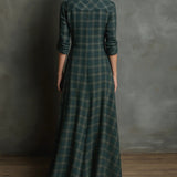 Margarida Lisboa™ - Vestido Longo Xadrez Verde