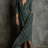 Margarida Lisboa™ - Vestido Longo Xadrez Verde