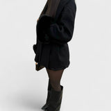 Margarida Lisboa™ -  Casaco elegante com detalhes em pele ecológica