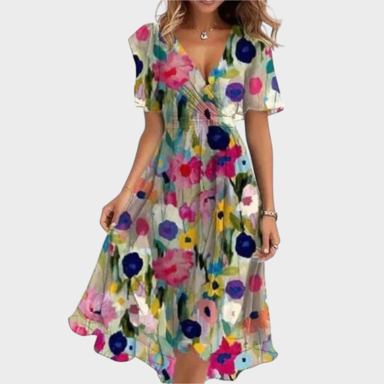 Adelaide - Vestido de senhora com decote em V