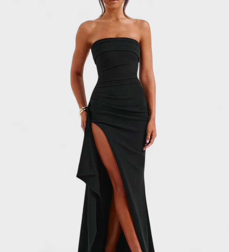 Cláudia - Vestido Comprido Elegante Sem Alças